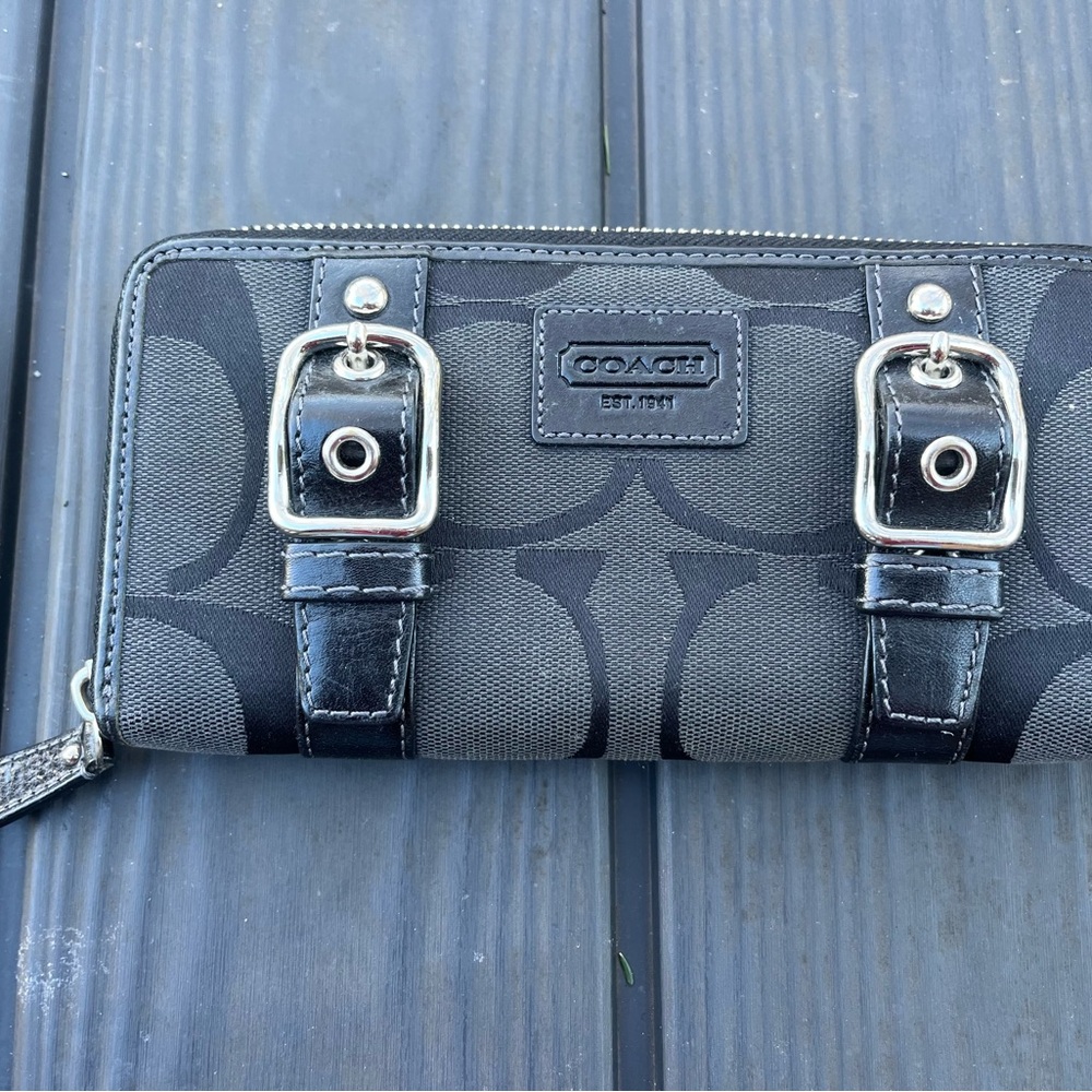 Coach Charcoal and Black Signature Wallet